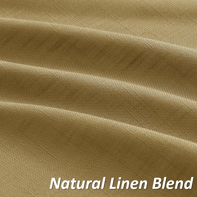 Guken Gold Linen Curtains 108 Inches Long 2 Panel Set Rod Pocket Semi Sheer Dining Room Cozy Bedroom Decor Cotton Look Country Rustic Farmhouse Boho Curtains 52x108