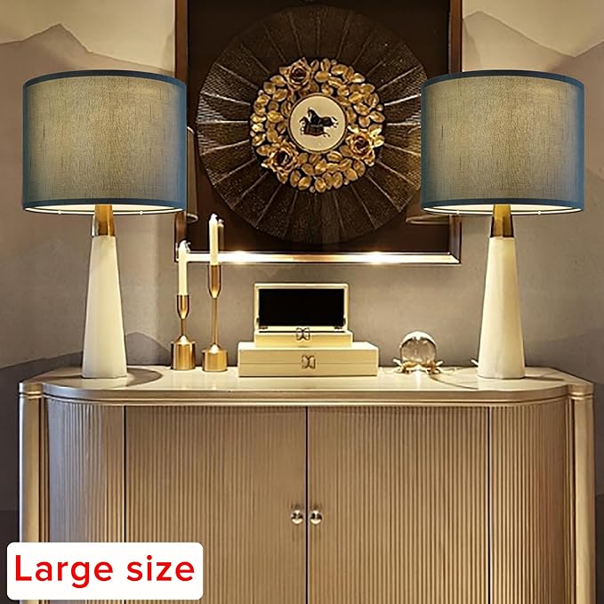 GOSO Dark Green Lamp Shades Set of 2 Large,16×16×12 inches Spider Replacement Lampshade Decoration for Living Room/Bedroom,Simple Assembly,Handcarft for Large Floor Lamps and Table Lamp Tropical