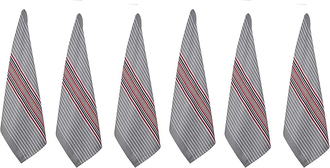 Urban Villa Kitchen Towels Waffle Stripes Dish Towels for Kitchen Grey Color Set of 6 Kitchen Towels Highly Absorbent Cotton Over Sized 20X30 in with Mitered Corners Kitchen Hand Tea Towels