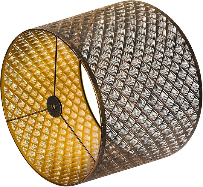 ALUCSET Metal Etching Large Lamp Shade, Drum Big Lampshades for Table Lamp and Floor Lamps, Unique Arrow Design, Bronze 12" Top X 14" Bottom X 10" High, Spider