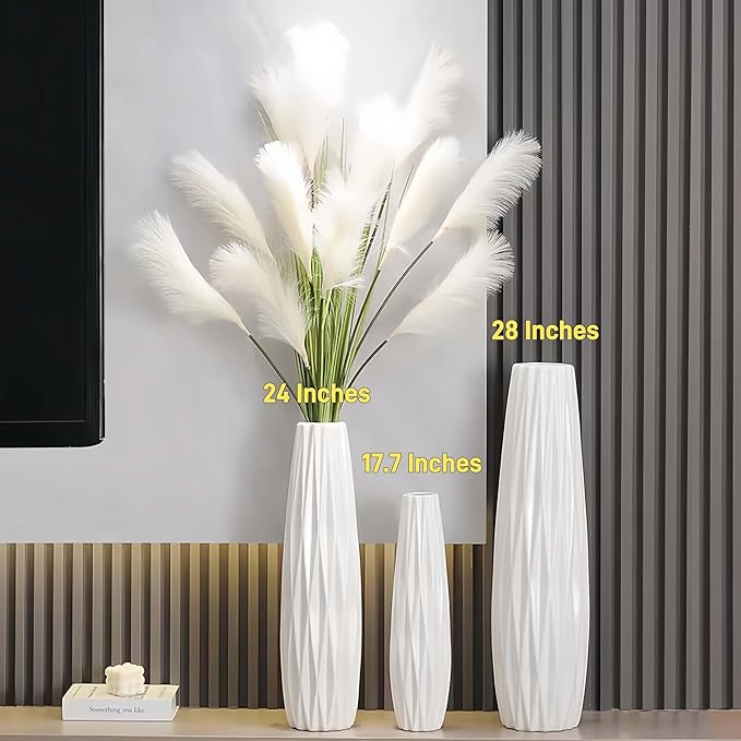 White Tall Floor Vase, 28" Ceramic Large Vase, Decorative Flower Vases for Modern Home Decor Living Room Office Bedroom Kitchen Wedding Centerpieces Farmhouse Décor