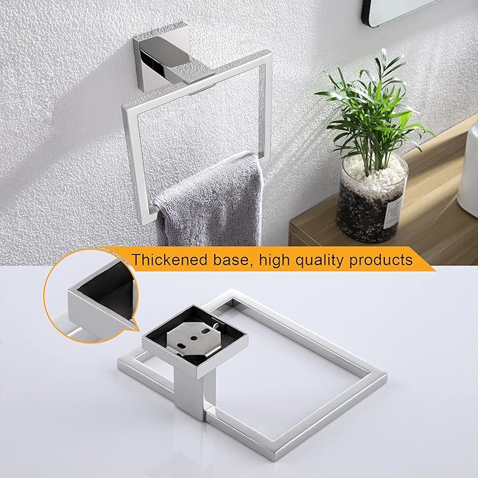 KOKOSIRI Bathroom Towel Holder Bath Towel Ring Towel Hanger Towel Rack Wall Mounted Stainless Steel Mordern Style, Polished Chrome, B3004CH