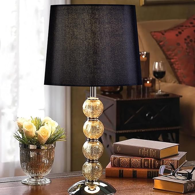 GO&SO Modern Black Lamp Shade Set of 1,Medium Drum Replacment Lampshade Silk,11 × 13" ×10" Spider Lampshades for Table Lamps and Floor Lamp,Modern Shade for Bedroom,Living Room,Simple Assembly