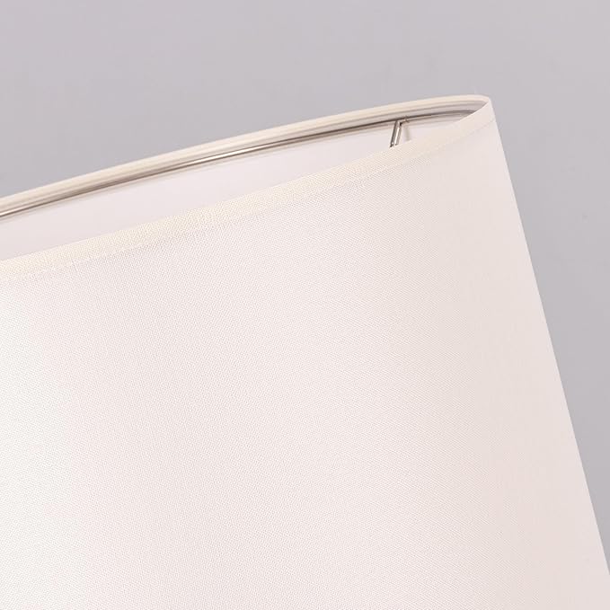 Wellmet CreamWhite 14"x14"x17" inches Lampshade, Required Assembly for Table Lamp, Bedside Lamp, Floor Lamp, Fabric Drum Lampshade Classic Modern Style, Metal Spider Fitter