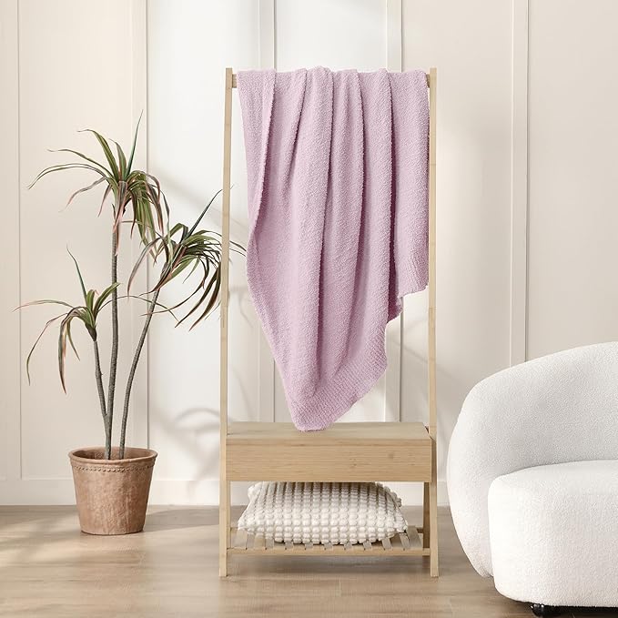 JOOJA Throw Blanket Twin Size for Bed Super Soft Blankets for Couch Comfy Cozy Blanket Knit Fuzzy Plush Fleece Blanket Gift for Women Lightweight Blanket for Living Room Sofa 60 x 80 Inches Lilac