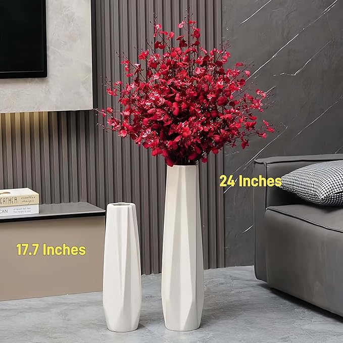 Ceramic Large Floor Vase, GDSZJLJ White 24" Tall Flower Vase Decorative Vases for Living Room Modern Home Decor Office Bedroom Kitchen Wedding House Décor, Gift for Wedding Housewarming