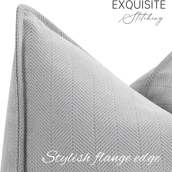 ZWJD Light Gray Pillow Covers 20x20 Set of 2 Chenille Throw Pillow Covers with Elegant Design Soft and Luxurious Decorative Throw Pillows for Couch, Bed, and Home Decor