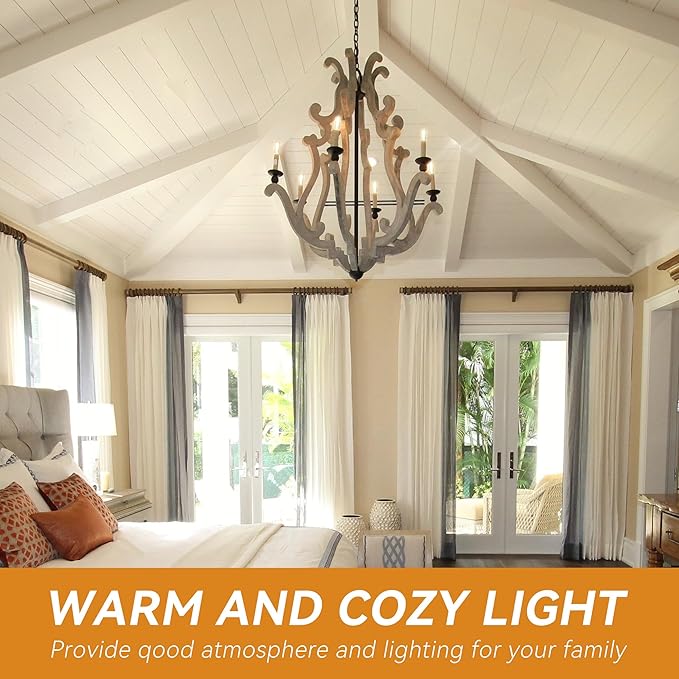 TJOY E12 Candelabra LED Bulbs, Dimmable 5.5W Equivalent 60W 2700K Soft Warm White, Small Base T8 Light Bulb, Vintage Edison Bulb Decorative for Chandelier Ceiling Fan Wall Sconces, 600lm, 6pack