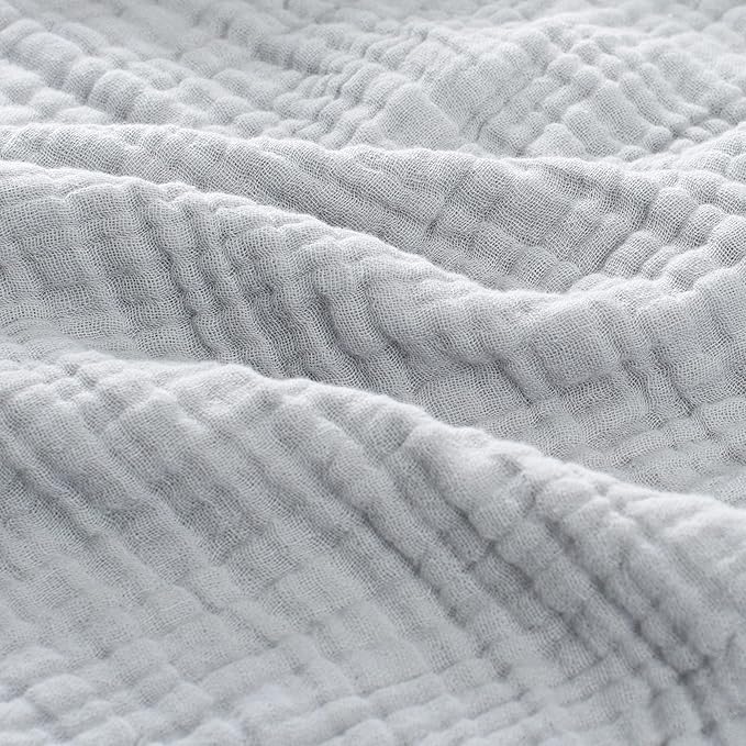 Carriediosa 100% Cotton Muslin Throw Blanket 90" X 90" Queen Size，4-Layers Summer Gauze Throws for Bed Couch，Soft Lightweight Breathable Linen Blankets Bedspread for Adults All Season，Grey