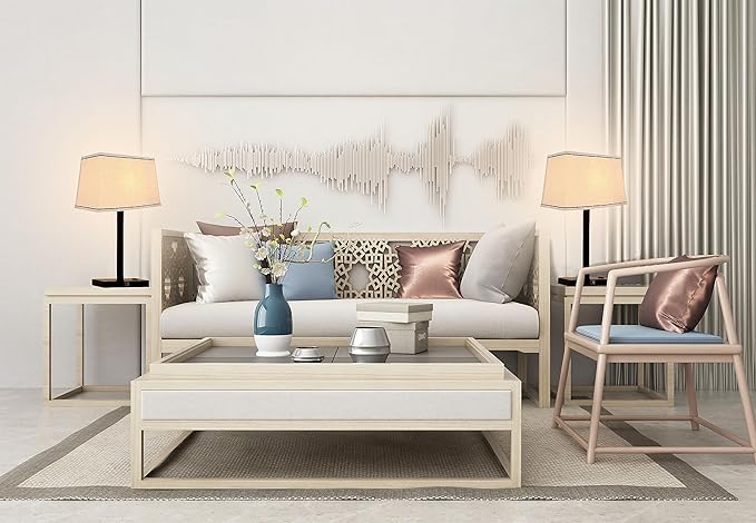 T Shape Lampshades Set of 2, Natural Linen Top L13.78'' x W7.5''xBottom L15.75''xW9.45''*High 10.24", Easy Assembly Replacement Fabric Lampshades for Table Lamps Floor Lamps,Beige Color