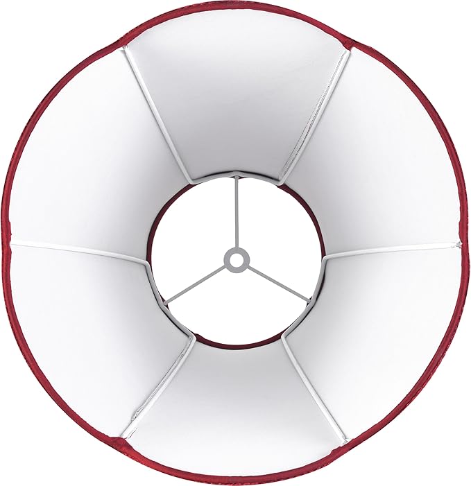 GO&SO Set of 2 Burgundy Bell Lamp Shades Scalloped Lamp Shade Petal Edge Braid 6"Top x 13"Bottom x 10.6"High (Spider) Silk Fabric Lampshades for Floor Lamp,Handmade DIY Table Lamp Shade Replacement