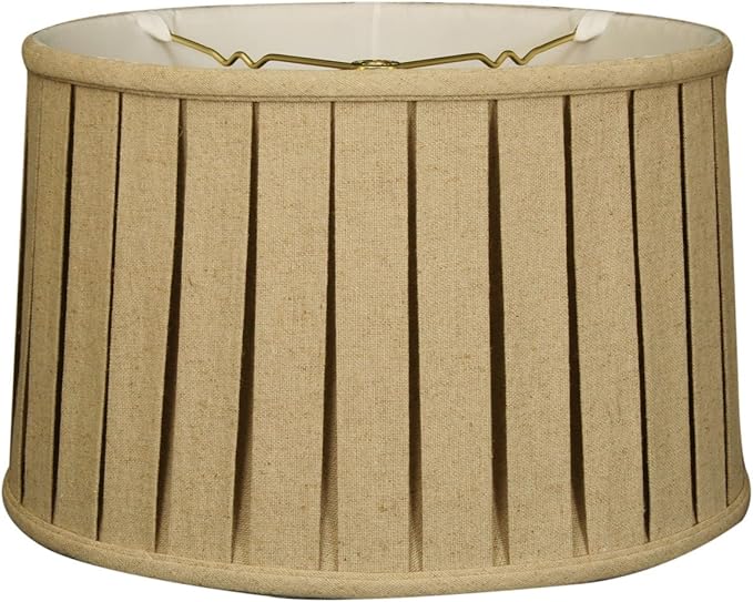 Royal Designs BS-748-14LNCR Shallow Drum English Bo X Pleat Basic Lamp Shade, 13" x 14" x 9", Linen Cream