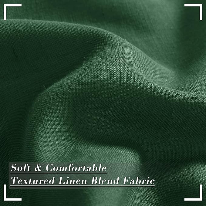 Guken Green Linen Curtains 96 Inch Length for Living Room Bedroom 2 Panels Set Rod Pocket Light Filtering Semi Sheer Window Curtains 52 Inch Width Boho Farmhouse Linen Drapes, W52xL96