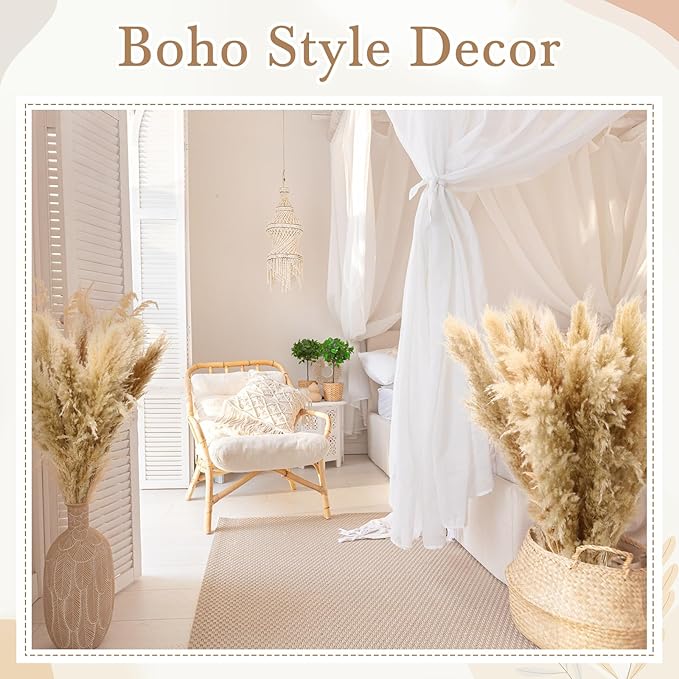 20 Stems 32 Inch Fluffy Pampas Grass Decor Tall Natural Dried Flowers Bouquet for Boho Home Decorations, Large Phragmites for Floor Vase, Wedding Floral Arrangements, Farmhouse