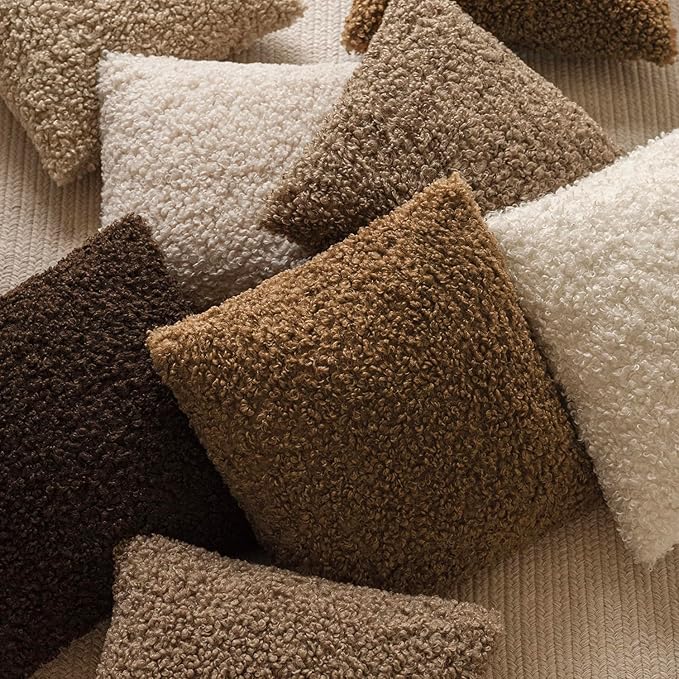 Foindtower 2 Pieces 26x26 Inch Dark Bronze, Faux Fur Throw Pillow Cover Accent Sherpa Furry Pillow Covers Fuzzy Soft Pillowcases Cozy Sheepskin Decorative Fleece Cushion Case for Bed Couch Living Room