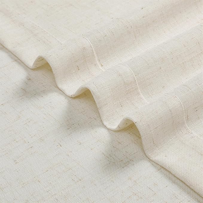 MIUCO Linen Curtains, 95 Inches Long for Bedroom & Living Room, Light Filtering, Modern Neutral Decor, Farmhouse Drapes, Rod Pocket & Back Tab, 2 Panels 2 Tiebacks, 36 Inches Wide Natural