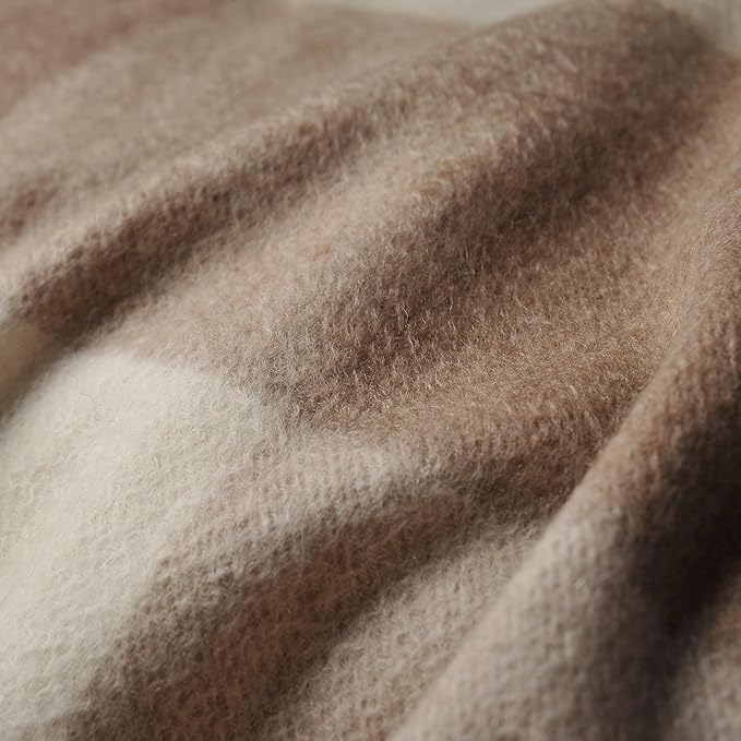 EP Mode 100% Pure Cashmere Throw Blanket for Sofa, Classic Design with Gift Box (Neutral Checkered)
