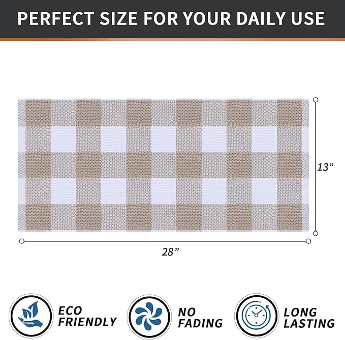 Homaxy 100% Cotton Waffle Weave Check Plaid Kitchen Towels, 13 x 28 Inches, Super Soft and Absorbent Dish Towels for Drying Dishes, 6-Pack, White & Khaki