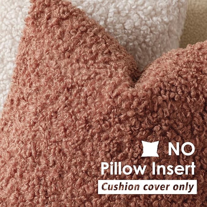 Foindtower 2 Pieces 18x18 Inch Dusty Pink, Faux Fur Throw Pillow Cover Accent Sherpa Furry Pillow Covers Fuzzy Soft Pillowcases Cozy Sheepskin Decorative Fleece Cushion Case for Bed Couch Living Room