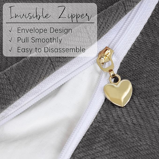 ZWJD Rustic Gray Pillow Covers 16x16 Set of 2 Chenille Throw Pillow Covers with Elegant Design Soft and Luxurious Decorative Throw Pillows for Couch, Bed, and Home Decor