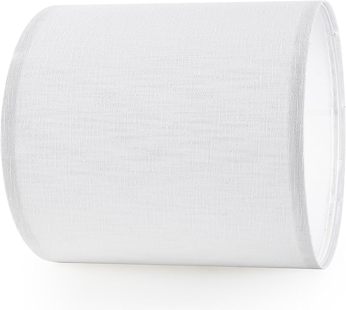 Small Drum White Texture Lampshades Replacemnt for Table Lamps Pendant Light-10"Top × 10" Bottom × 10" High(Spider),Required Assembly-Modern Table Lamps for Bedrooms/Lights for Room-By GO&SO