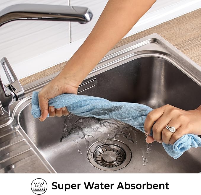 Urban Villa Kitchen Towels Waffle Dish Cloths Multi Color Set of 6 Over Sized 18x28 Inches Highly Absorbent 100% Cotton Kitchen Hand Tea Towels Dish Cloths