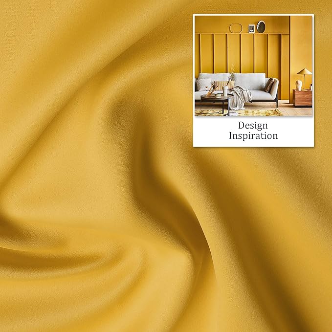 DUALIFE Yellow Curtains 108 Inches Long 2 Panels Blackout Curtain Panels for Bedroom Room Darkening Gold Solid Window Drapes for Living Room Thermal Insulated Grommet Top 60Wx108L