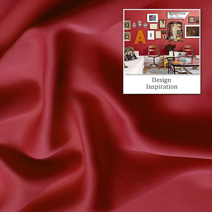 DUALIFE 108 inches Long Red Blackout Curtains for Bedroom Room Darkening Thermal Insulated Curtain Panels with Grommet Top Window Drapes for Living Room 60x108 Inch Length 2 Panels