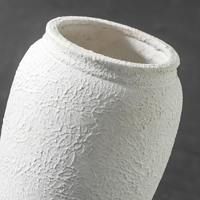 Ceramic Farmhouse Flower Vase, 8.2 Inch Terracotta Rustic Vase, Christmas Decorative Pottery Flower Vases for Living Room, Entryway, Table, Shelf Decor