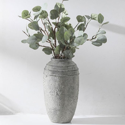 Large Ceramic Rustic Vase, 12.87 inch Tall Vintage Farmhouse Flower Pottery Vase for Home Decor, Living Room Shelf Decor,Enterway, Table Decoration