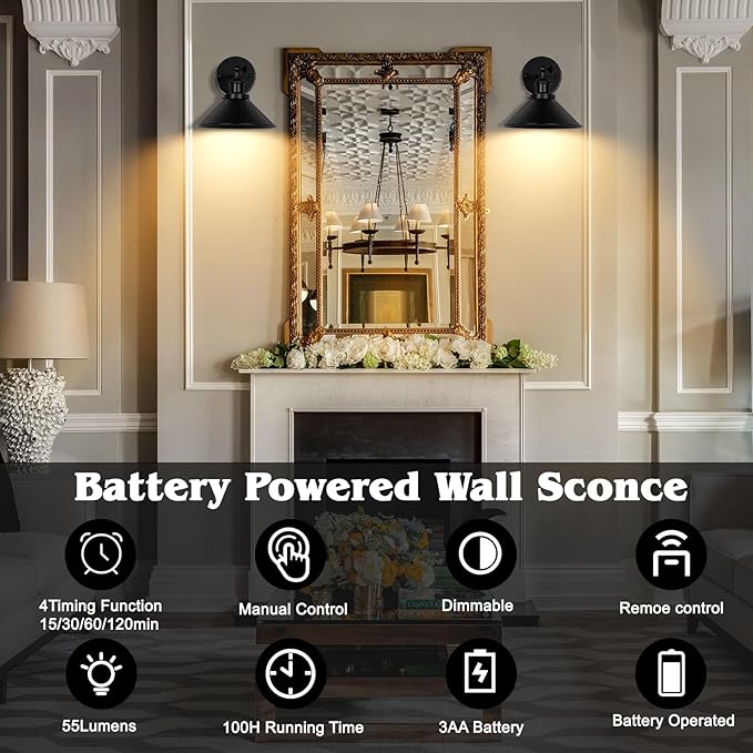 Battery Wall Sconces Set of Two, Battery Operated Sconces, Dimmable Cordless Wall Sconce, RGB Fabric Wall Lights No Hardwired Need, Suitable for Bedroom Living Room Corridor Kitchen
