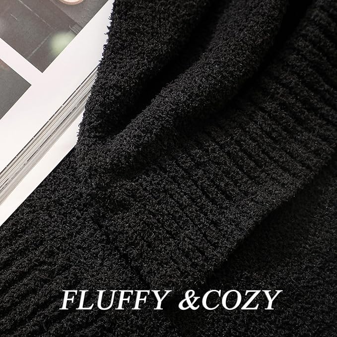 bearberry Super Soft Fluffy Throw Blanket Lightweight Cozy Warm Throw Blankets for Couch Bed Sofa All Season (Black, 53”x71”)