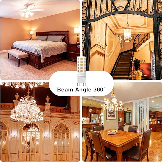 DAYBEETER 24 Pack Dimmable G9 LED Bulb 4W(40 Watt Equivalent), 2700K Soft Warm White, G9 Halogen Bulb T4 G9 Bi-pin Base Light Bulbs for Chandelier,120V 450LM 360 Beam Angle No-Flicker G9 Bulb