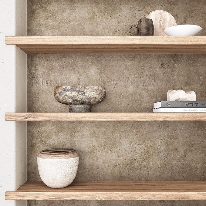 VEELIKE Grunge Metallic Wallpaper Brown Concrete Wallpaper Peel and Stick Removable Industrial Wall Paper for Bedroom 32''x354'' Self Adhesive Waterproof Concrete Contact Paper for Countertops Walls