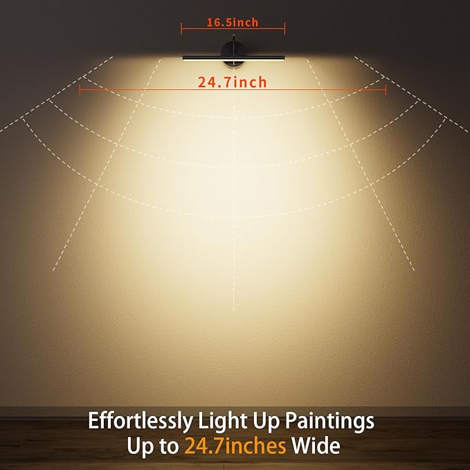 Picture Lights for Wall 16.5" 2PCS Hardwired LED Wall Lights with Remote, CCT Dimmable Art Poster Photo Light for Portrait Painting Artwork, Room Decor, 15W, 2700K-6500K, 1200LM, Black