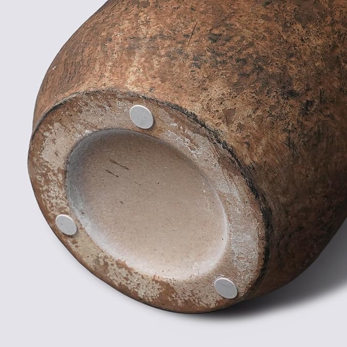 Terracotta Vase, Large Rustic Ceramic Vase, Farmhouse Decor for Living Room, Shelf, Mantle, Entryway, Room Decor, 9 Inch, Brown