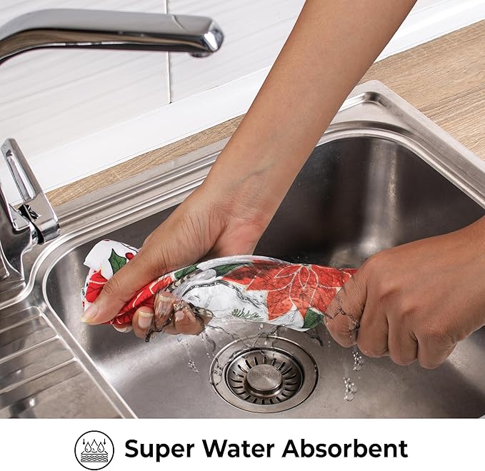 Urban Villa Christmas Kitchen Towels Pine Cone Print Multi Color, Premium Quality,100% Cotton Dish Towels Mitered Corners (Size: 20X30 Inch), Highly Absorbent Bar Towels & Tea Towels - (Set of 6)