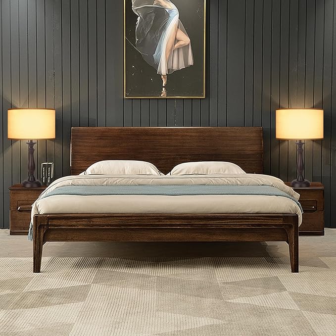 22.2“ Vintage Desk Lamp for Living Room, Mid Century Table Lamp for Bedroom, Bedside Lamps for Night Stands,Reading Lamp for Bedroom Office Room,Beige Lampshade (Dark Brown)