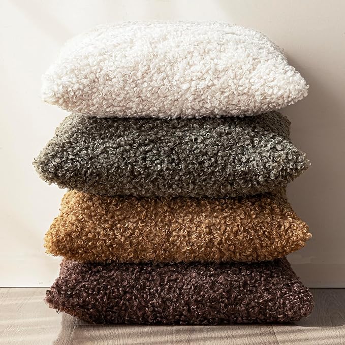 Foindtower 2 Pieces 20x20 Inch Red Brown, Faux Fur Throw Pillow Cover Accent Sherpa Furry Pillow Covers Fuzzy Soft Pillowcases Cozy Sheepskin Decorative Fleece Cushion Case for Bed Couch Living Room