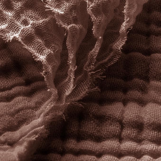 Carriediosa 100% Cotton Muslin Throw Blanket 90" X 90" Queen Size，4-Layers Summer Gauze Throws for Bed Couch，Soft Lightweight Breathable Linen Blankets Bedspread for Adults All Season，Dark Brown