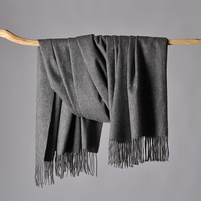 CUDDLE DREAMS Premium Cashmere Throw Blanket with Fringe, Luxuriously Soft (Gray)