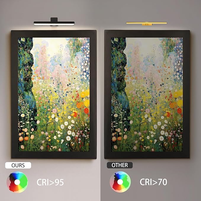2Pack Picture Light Battery Operated with Remote, LED Painting Light for Art with 3 Lighting Colors & Dimmable, LED Art Display Accent Light on Wall for Pictures Dartboard Photo Frame Portrait