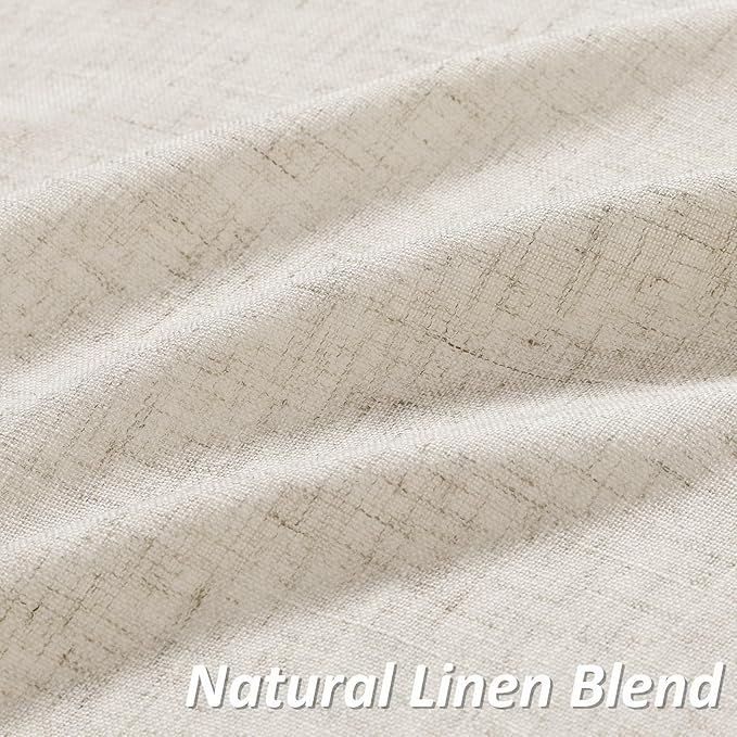 Guken Warm Beige Linen Curtains 63 Inches Long 2 Panel Set Rod Pocket Semi Sheer Dining Room Cozy Bedroom Decor Cotton Look Country Rustic Farmhouse Boho Curtains 52x63
