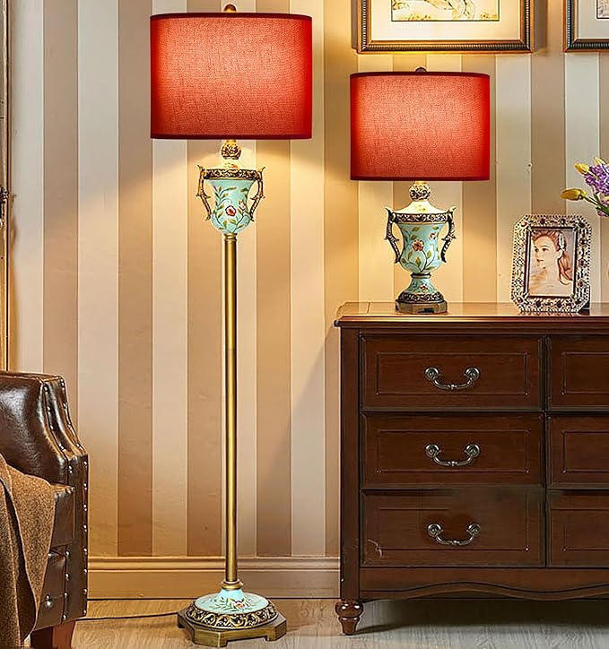 GOSO Large Burgundy Lamp Shade Set 1, 16"×12" Spider Fitter,Replacement Lampshade for Floor Lamps,Victoria Natural Shade for Side Table Lamps Bedroom-Simple Assembly (Harp and Finials Not Included)