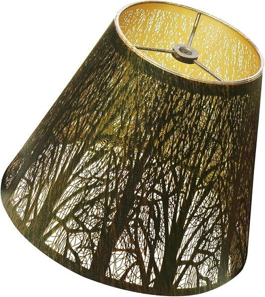 Small modern Bronze Gold lamp shades,metal boho scalloped lamp shade,Lamp shade replacement 5" top, 9" bottom, 7" high (Spider Fitter) lamp shades for table lamps and floor lamp,Unique Forest Etched