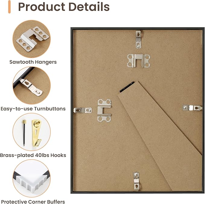 8x10 Picture Frame, High End Metal 8x10 Poster Frames with Mat 5x7 Photo, High Definition Plexiglass, 8 by 10 Durable Metal Frame for Wall or Tabletop Display, Set of 3,Black