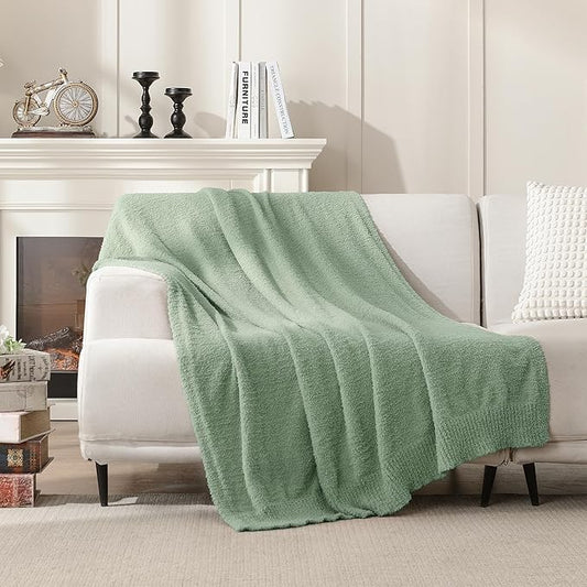 JOOJA Throw Blanket for Couch Super Soft Blankets for Bed Comfy Cozy Blanket Knit Fuzzy Plush Fleece Blanket Gift for Women Lightweight Blanket for Living Room Sofa 50 x 60 Inches Sage