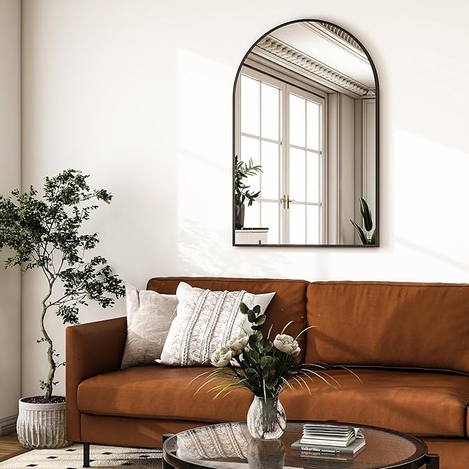 HARRITPURE Arched Wall Mirror – 30"x40" Arch Bathroom Mirror Metal Frame Vanity Mirror for Bedroom, Entryway Dresser Decor, Black