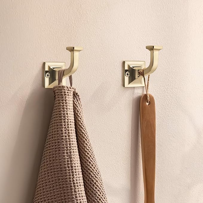 SAILING 5 Pack Coat Hooks - Champagne Bronze Robe Hooks Decorative Wall Hooks for Bathroom Bedroom Kitchen Towel Robe Clothes Cabinet Closet Bathroom Hardware