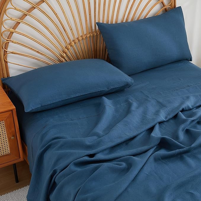 100% French Linen Pillowcase Set of 2, Breathable Envelope Closure Soft Linen Pillow Cover,Soft Luxury Hotel & Home Use, Gift